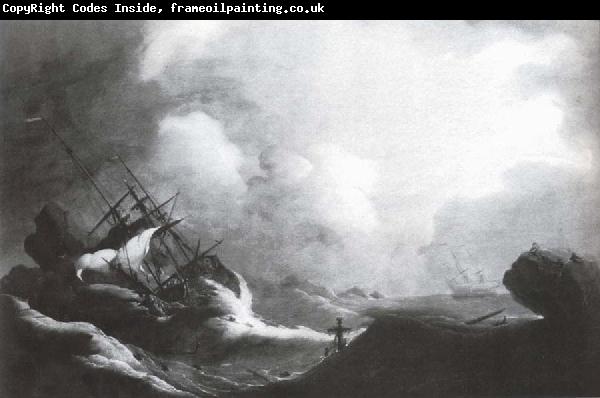 Monamy, Peter A ship running on to rocks in a violent storm